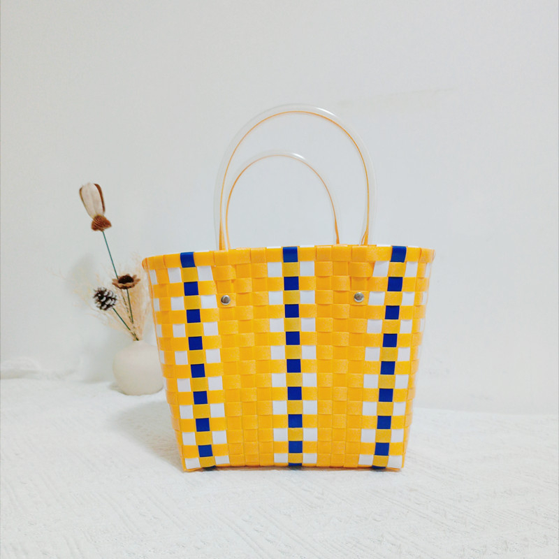 Geantă din PVC țesută, mică pătrată, stil proaspăt și dulce, pentru uz zilnic, primăvara 2022