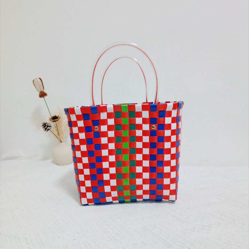 Geantă din PVC țesută, mică pătrată, stil proaspăt și dulce, pentru uz zilnic, primăvara 2022