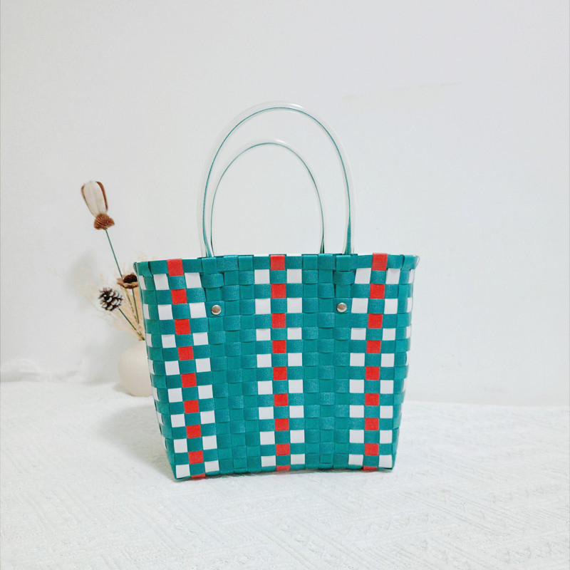 Geantă din PVC țesută, mică pătrată, stil proaspăt și dulce, pentru uz zilnic, primăvara 2022