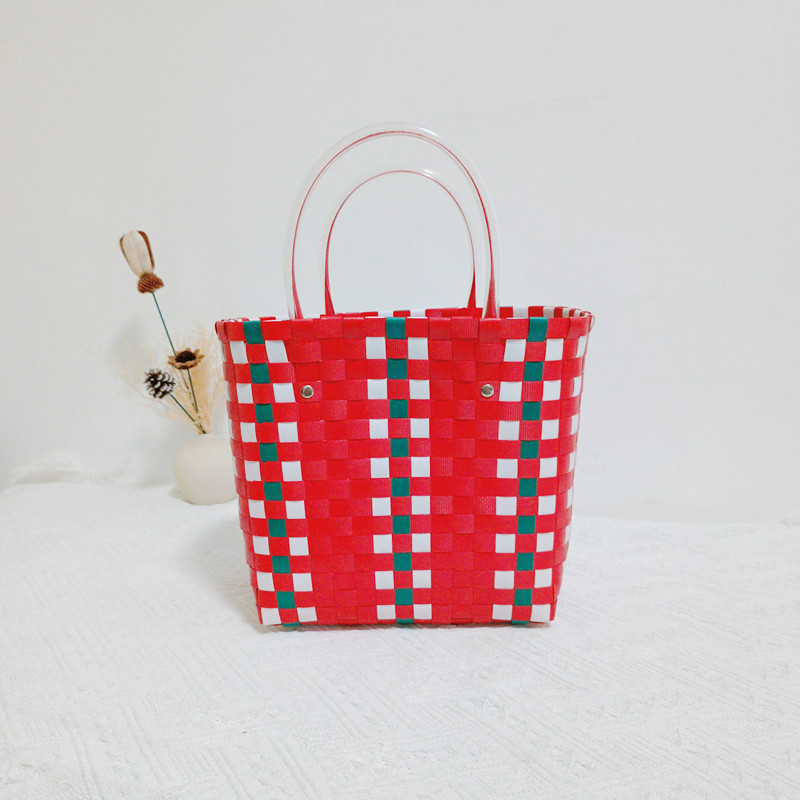 Geantă din PVC țesută, mică pătrată, stil proaspăt și dulce, pentru uz zilnic, primăvara 2022