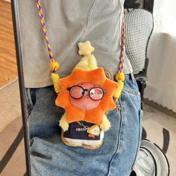 Telefono laikiklis su galiniu klipu, reguliuojamas nailono juostelė, rankų darbas, miela pūkų lėlė