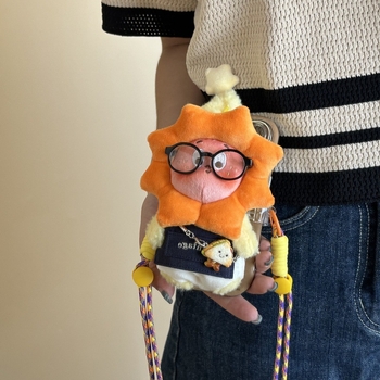 Telefono laikiklis su galiniu klipu, reguliuojamas nailono juostelė, rankų darbas, miela pūkų lėlė