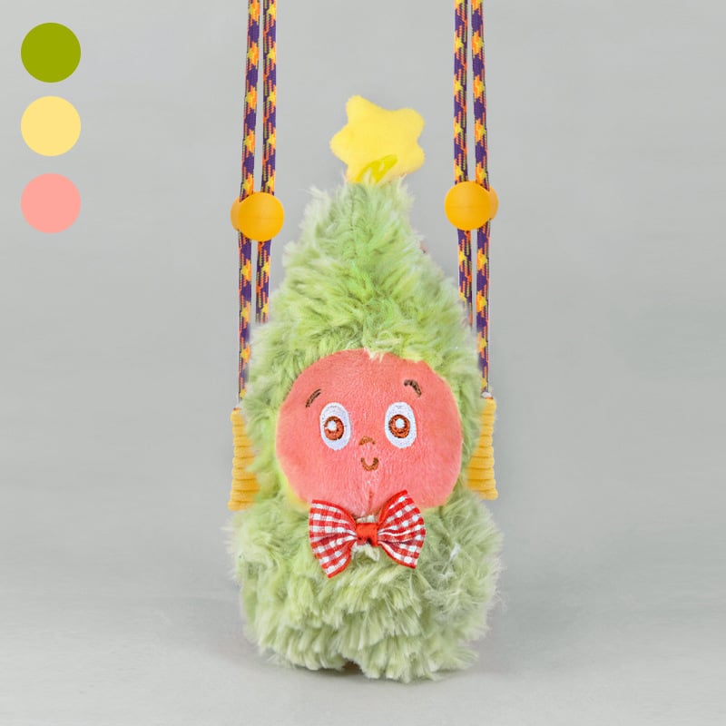 Telefono laikiklis su galiniu klipu, reguliuojamas nailono juostelė, rankų darbas, miela pūkų lėlė