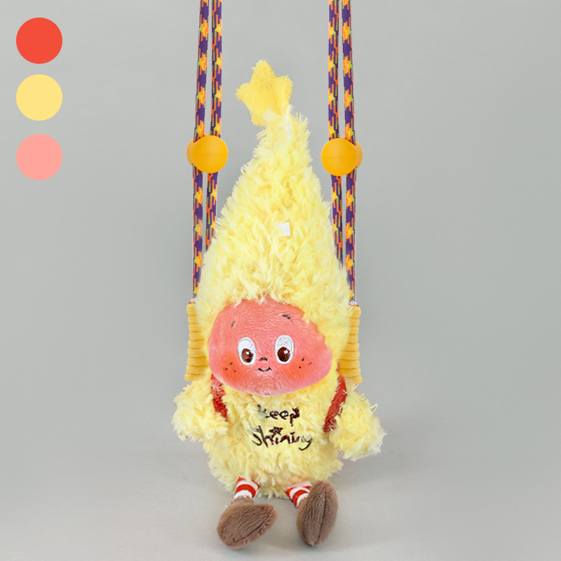 Telefono laikiklis su galiniu klipu, reguliuojamas nailono juostelė, rankų darbas, miela pūkų lėlė