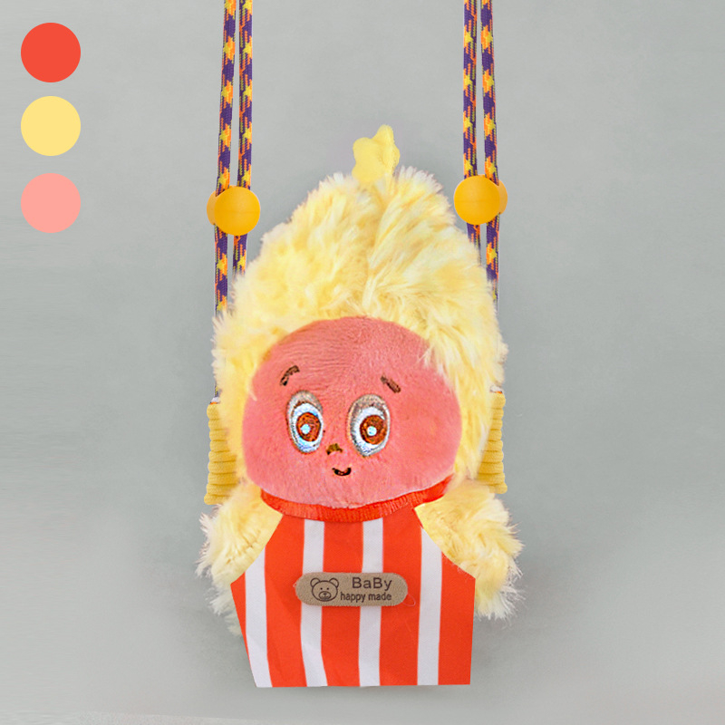 Telefono laikiklis su galiniu klipu, reguliuojamas nailono juostelė, rankų darbas, miela pūkų lėlė