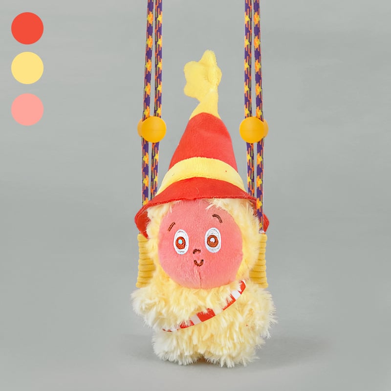 Telefono laikiklis su galiniu klipu, reguliuojamas nailono juostelė, rankų darbas, miela pūkų lėlė