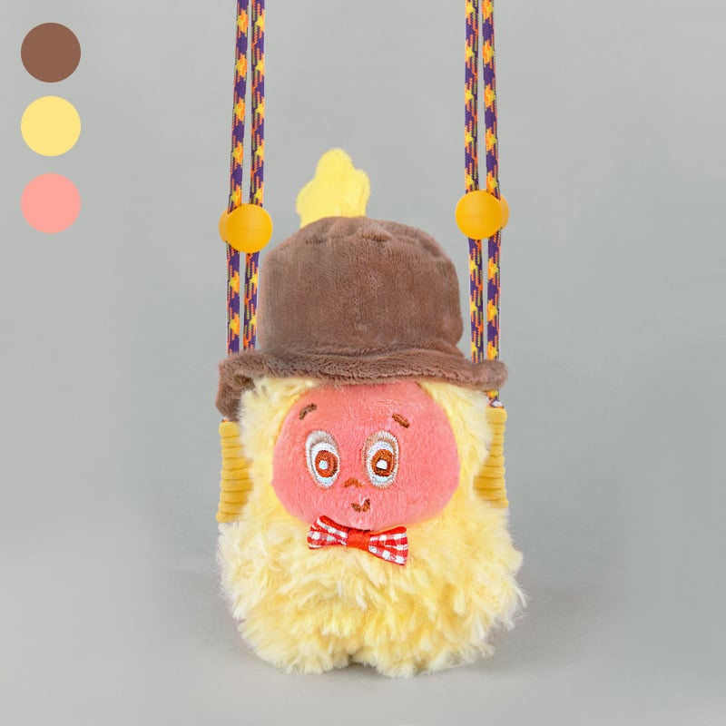 Telefono laikiklis su galiniu klipu, reguliuojamas nailono juostelė, rankų darbas, miela pūkų lėlė