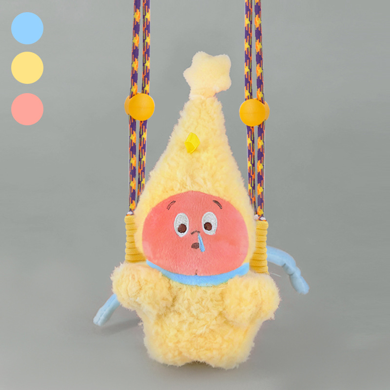 Telefono laikiklis su galiniu klipu, reguliuojamas nailono juostelė, rankų darbas, miela pūkų lėlė