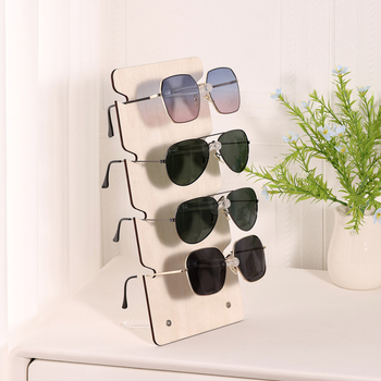 Suport din lemn pentru depozitarea ochelarilor, cinci etaje, structură din placă multistrat, tăiere cu laser, carcasă din lemn, modelul 3015