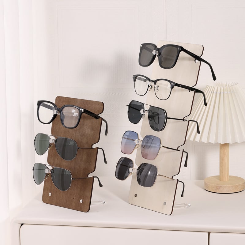 Suport din lemn pentru depozitarea ochelarilor, cinci etaje, structură din placă multistrat, tăiere cu laser, carcasă din lemn, modelul 3015