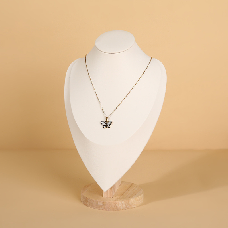 Suport de afișare pentru coliere, lemn și catifea, orientare portret, stil premium, construcție din flanel