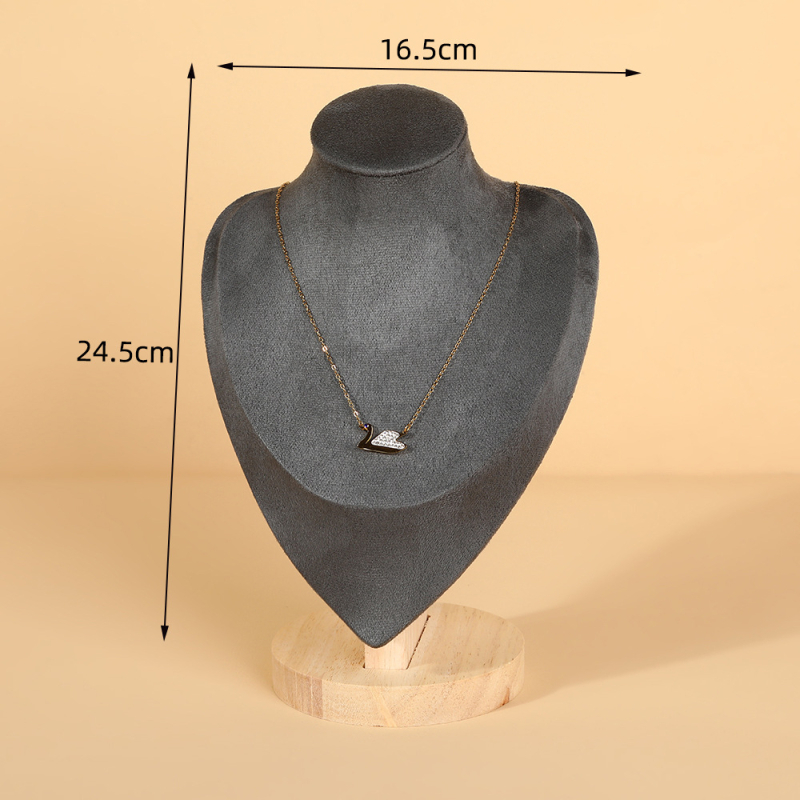 Suport de afișare pentru coliere, lemn și catifea, orientare portret, stil premium, construcție din flanel