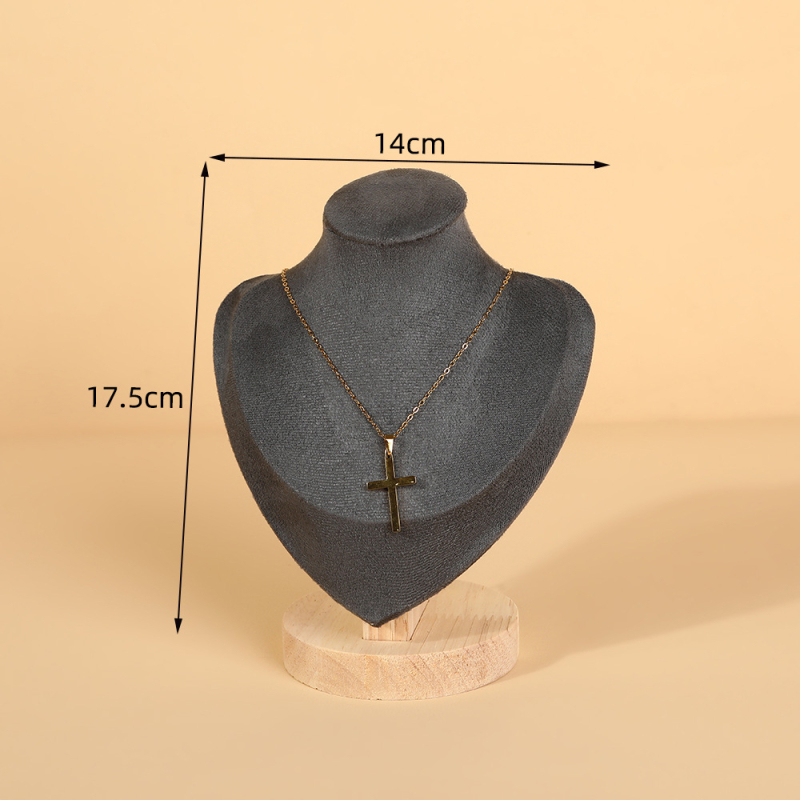 Suport de afișare pentru coliere, lemn și catifea, orientare portret, stil premium, construcție din flanel