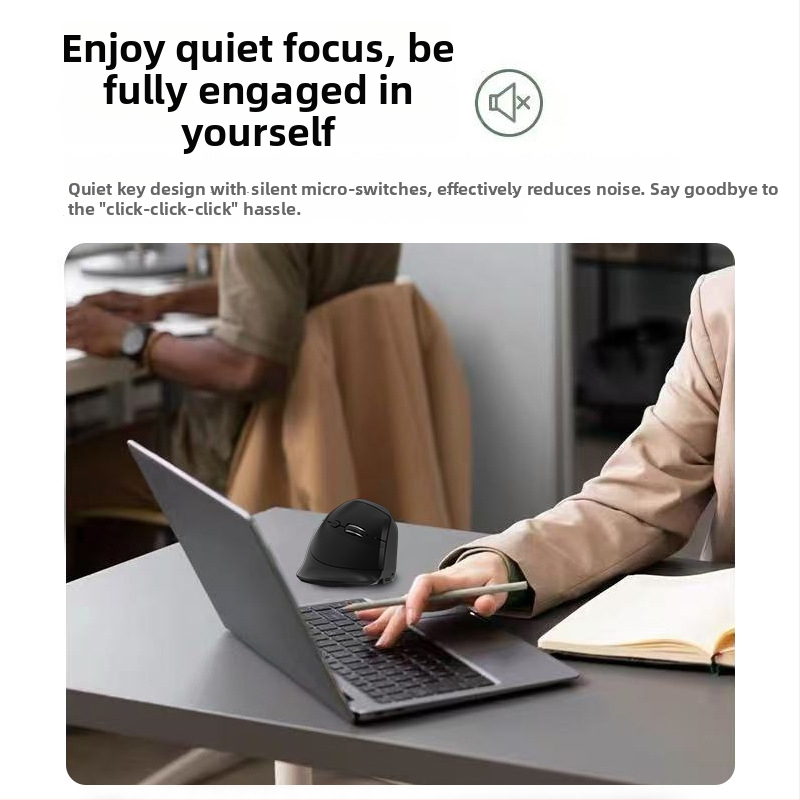 Vertikálna ergonomická bezdrôtová myš s nabíjaním, tri režimy Bluetooth/2.4G, 1600dpi, 6 tlačidiel