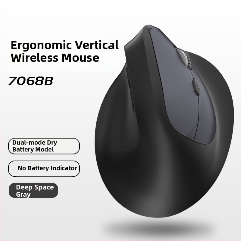 Vertikálna ergonomická bezdrôtová myš s nabíjaním, tri režimy Bluetooth/2.4G, 1600dpi, 6 tlačidiel