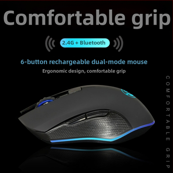 M6 ασύρματο ποντίκι Bluetooth 5.2 με διπλό τρόπο σύνδεσης 2.4G/Bluetooth, φόρτιση USB-C, 2400dpi, 6 κουμπιά, εργονομικός σχεδιασμός