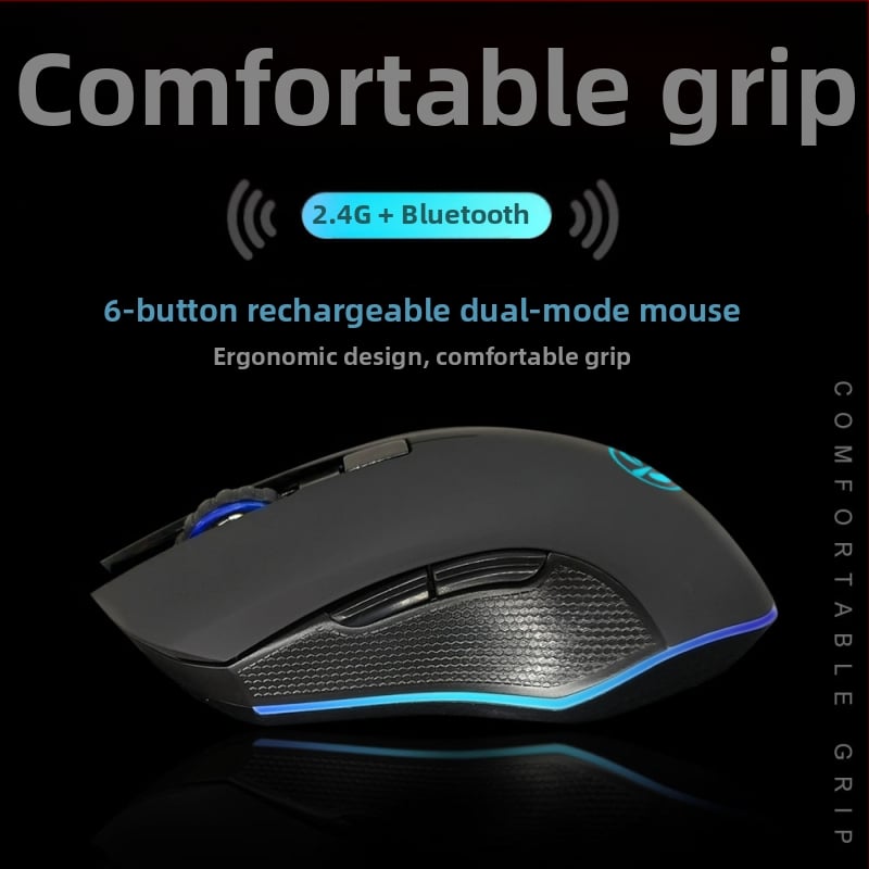 M6 ασύρματο ποντίκι Bluetooth 5.2 με διπλό τρόπο σύνδεσης 2.4G/Bluetooth, φόρτιση USB-C, 2400dpi, 6 κουμπιά, εργονομικός σχεδιασμός
