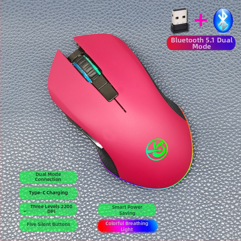 M6 ασύρματο ποντίκι Bluetooth 5.2 με διπλό τρόπο σύνδεσης 2.4G/Bluetooth, φόρτιση USB-C, 2400dpi, 6 κουμπιά, εργονομικός σχεδιασμός