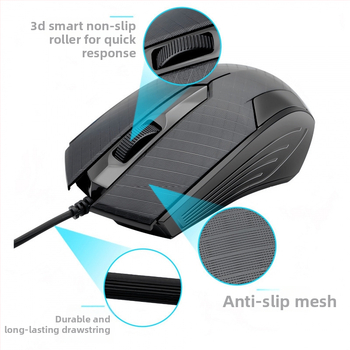 USB ενσύρματο ποντίκι υπολογιστή με μακρύ καλώδιο, μήκη 2m/3m/5m, 3 κουμπιά, φωτοηλεκτρικός αισθητήρας, κατάλληλο για επιτραπέζιο υπολογιστή/οθόνη TV