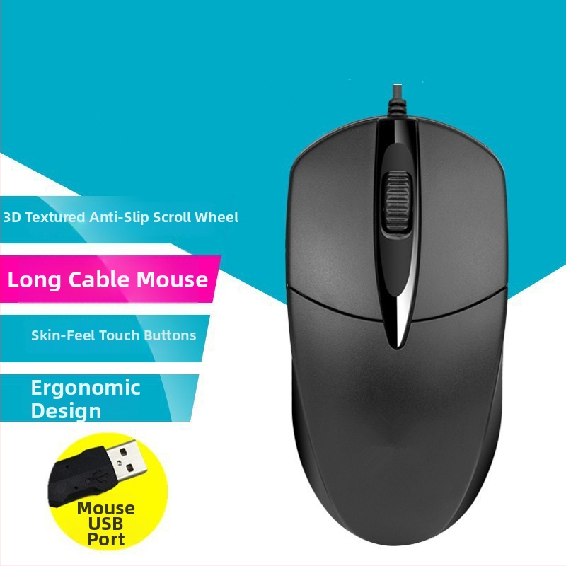 USB ενσύρματο ποντίκι υπολογιστή με μακρύ καλώδιο, μήκη 2m/3m/5m, 3 κουμπιά, φωτοηλεκτρικός αισθητήρας, κατάλληλο για επιτραπέζιο υπολογιστή/οθόνη TV
