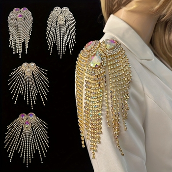 Kristālu plecu ķēde ar pūsi – Epaulets, corsage aksesuāri kleitai, skatuves tērpi, DIY rotaslietas (Materiāls: Kristāli; Stils: Moda, Unisex; Apstrādes tehnoloģija: Elektroplating; Iepakojums: Individuāls iepakojums)