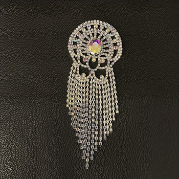 Kristālu plecu ķēde ar pūsi – Epaulets, corsage aksesuāri kleitai, skatuves tērpi, DIY rotaslietas (Materiāls: Kristāli; Stils: Moda, Unisex; Apstrādes tehnoloģija: Elektroplating; Iepakojums: Individuāls iepakojums)