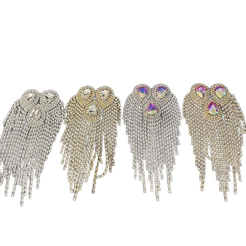 Kristālu plecu ķēde ar pūsi – Epaulets, corsage aksesuāri kleitai, skatuves tērpi, DIY rotaslietas (Materiāls: Kristāli; Stils: Moda, Unisex; Apstrādes tehnoloģija: Elektroplating; Iepakojums: Individuāls iepakojums)