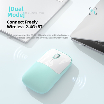 Ασύρματο ποντίκι για υπολογιστή με 2.4G+Bluetooth συνδεσιμότητα, 1600 DPI, USB διεπαφή, εργονομικός σχεδιασμός, εμβέλεια 10 μ