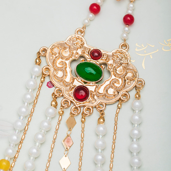 Hanfu-ihletésű fém derékdísz geometriai mintával, retro női kiegészítő, elektroplatírozott felület