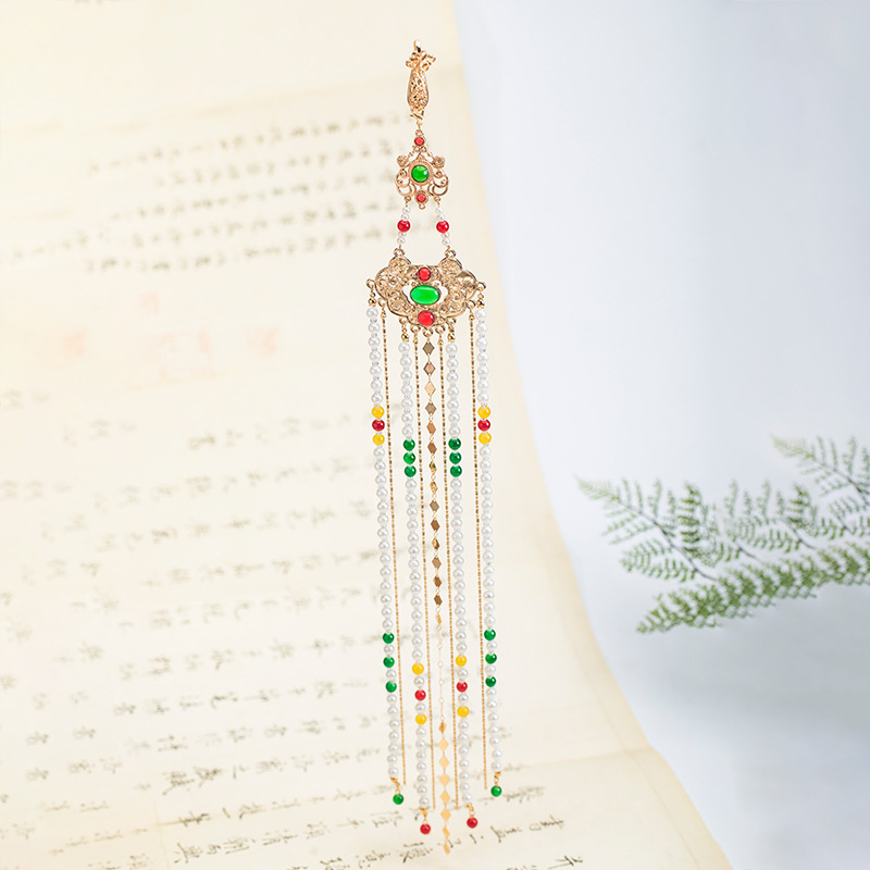 Hanfu-ihletésű fém derékdísz geometriai mintával, retro női kiegészítő, elektroplatírozott felület