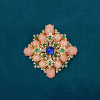 Καρφίτσα γεωμετρικού σχήματος, μεσαιωνικό ρετρό στυλ, γυαλισμένη επίστρωση, ζιρκόν κρύσταλλα και γυαλί, ηλεκτροπλατίσμα