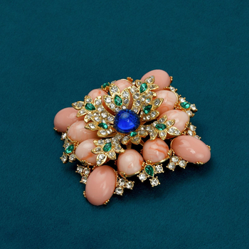 Καρφίτσα γεωμετρικού σχήματος, μεσαιωνικό ρετρό στυλ, γυαλισμένη επίστρωση, ζιρκόν κρύσταλλα και γυαλί, ηλεκτροπλατίσμα