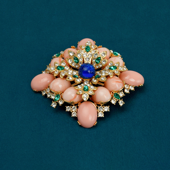 Καρφίτσα γεωμετρικού σχήματος, μεσαιωνικό ρετρό στυλ, γυαλισμένη επίστρωση, ζιρκόν κρύσταλλα και γυαλί, ηλεκτροπλατίσμα