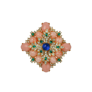 Καρφίτσα γεωμετρικού σχήματος, μεσαιωνικό ρετρό στυλ, γυαλισμένη επίστρωση, ζιρκόν κρύσταλλα και γυαλί, ηλεκτροπλατίσμα