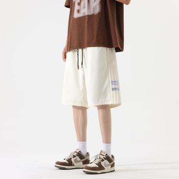 Șorturi casual cu dungi Ice Silk – vară 2025, Poliester >95%, Fără călcare, Cu etichetă