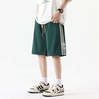 Șorturi casual cu dungi Ice Silk – vară 2025, Poliester >95%, Fără călcare, Cu etichetă