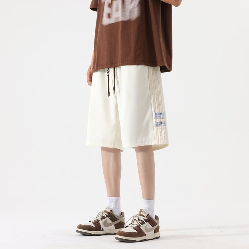 Șorturi casual cu dungi Ice Silk – vară 2025, Poliester >95%, Fără călcare, Cu etichetă