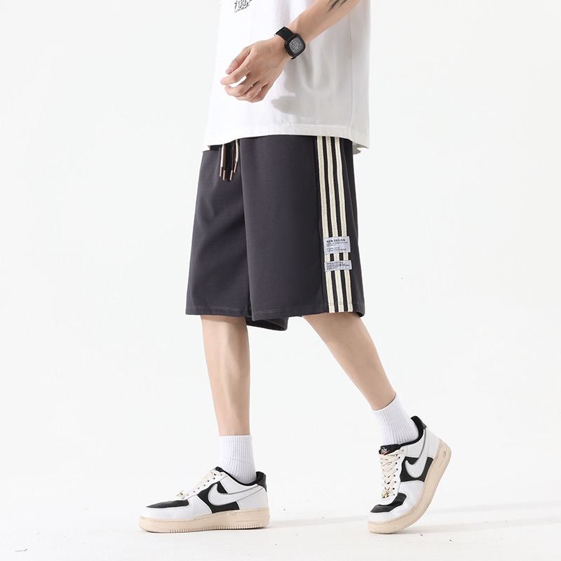 Șorturi casual cu dungi Ice Silk – vară 2025, Poliester >95%, Fără călcare, Cu etichetă