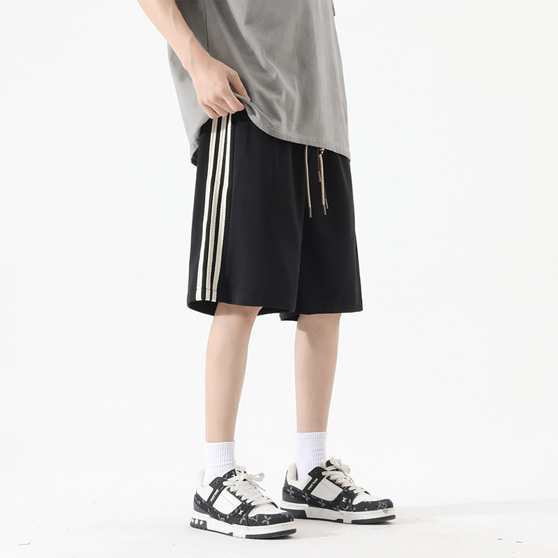 Șorturi casual cu dungi Ice Silk – vară 2025, Poliester >95%, Fără călcare, Cu etichetă