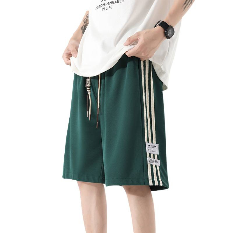 Șorturi casual cu dungi Ice Silk – vară 2025, Poliester >95%, Fără călcare, Cu etichetă