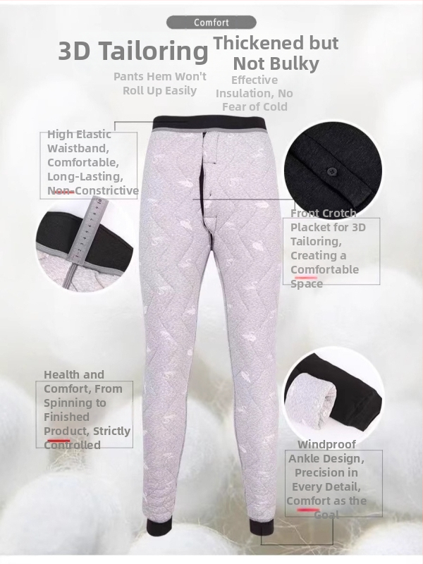 Pánske nohavice s vysokým pásom z bavlny s výplňou zo silk-pamokovej zmesi, teplé, voľný strih, veľkosť veľká, zima