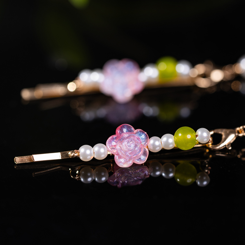 Ősi stílusú hajcsat homloklánccal és szemöldökmedállal, virágmotívum, galvanizált felülettel, kevert anyagok