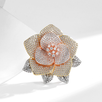 Χαλκού Καμέλια Καρφίτσα, Λουλουδένιο Σχέδιο, Ηλεκτροπλατιωμένο, Βιντάζ Στυλ, Διακόσμηση για Γυναίκες