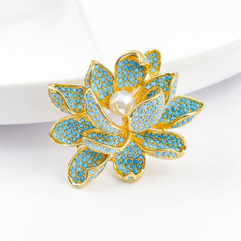 Καρφίτσα από χαλκό Huili, με σχέδιο λουλουδιού, υψηλής κατηγορίας, ηλεκτροπλατίωση