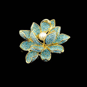 Καρφίτσα από χαλκό Huili, με σχέδιο λουλουδιού, υψηλής κατηγορίας, ηλεκτροπλατίωση