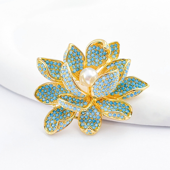 Καρφίτσα από χαλκό Huili, με σχέδιο λουλουδιού, υψηλής κατηγορίας, ηλεκτροπλατίωση