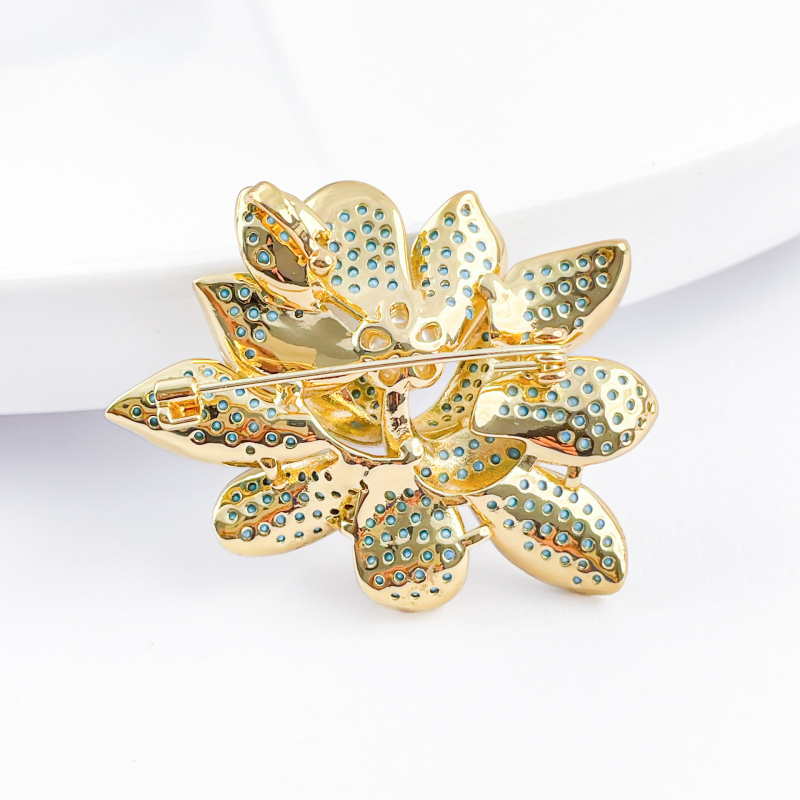 Καρφίτσα από χαλκό Huili, με σχέδιο λουλουδιού, υψηλής κατηγορίας, ηλεκτροπλατίωση