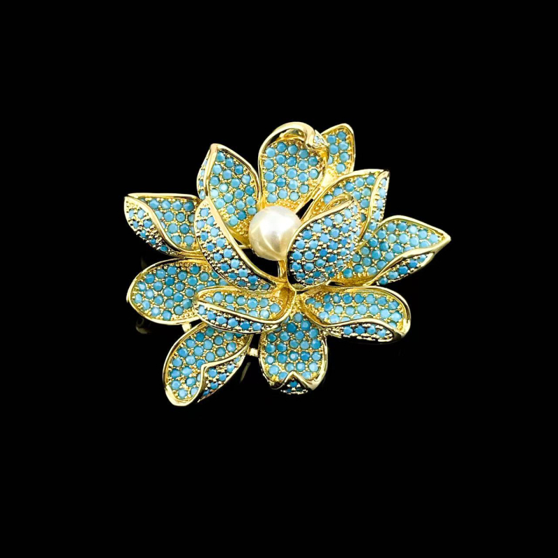 Καρφίτσα από χαλκό Huili, με σχέδιο λουλουδιού, υψηλής κατηγορίας, ηλεκτροπλατίωση