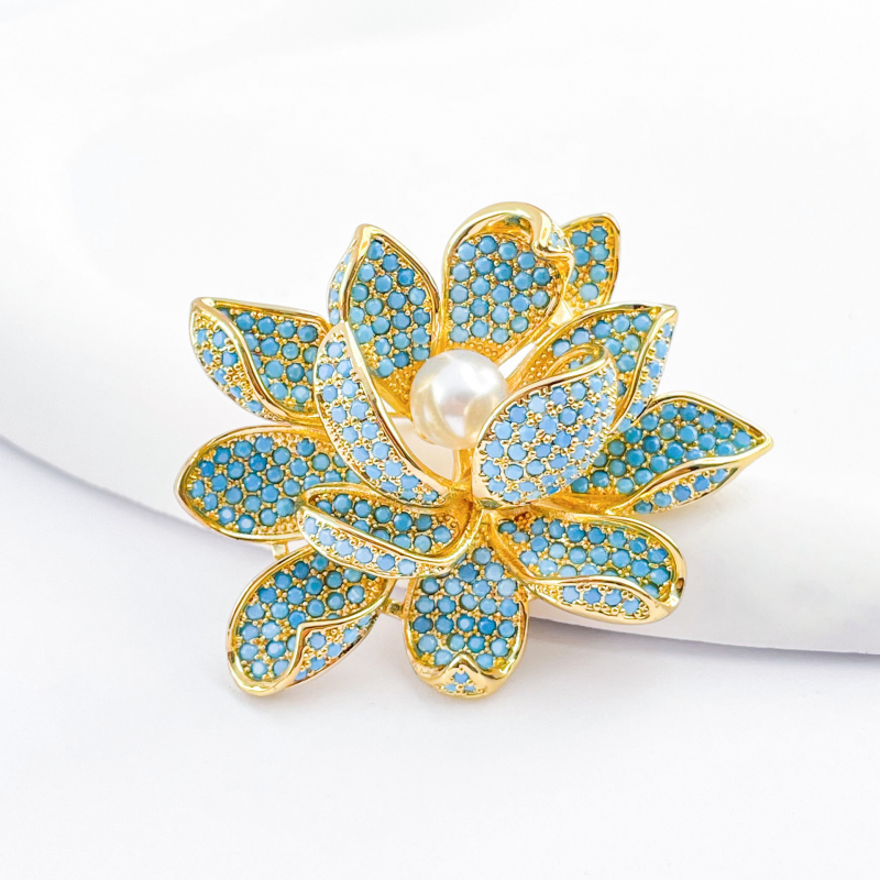 Καρφίτσα από χαλκό Huili, με σχέδιο λουλουδιού, υψηλής κατηγορίας, ηλεκτροπλατίωση