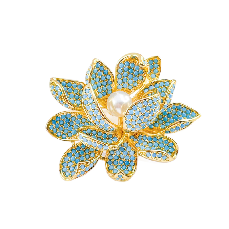 Καρφίτσα από χαλκό Huili, με σχέδιο λουλουδιού, υψηλής κατηγορίας, ηλεκτροπλατίωση